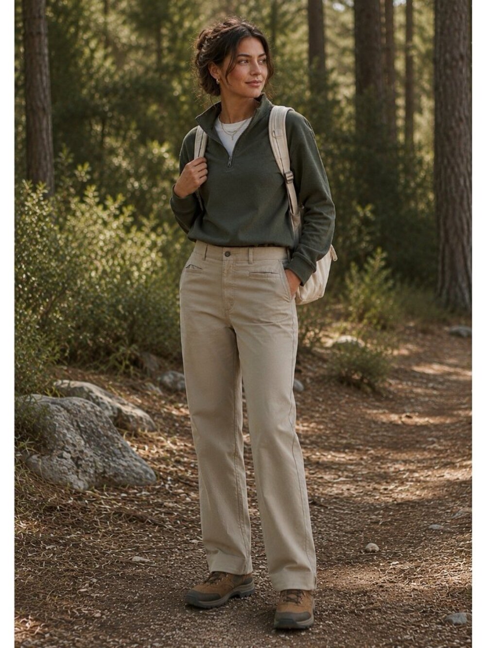 Toad &‎ Co. Casual Chino Pants 14 High Rise Beige Flat Front Wide Leg Y2k Hiking
